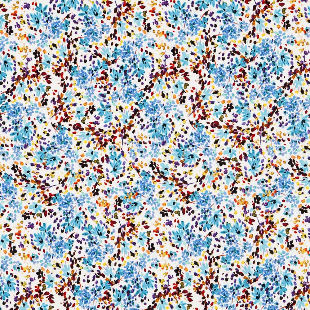 Viscose Sergé Petites Fleurs Turquoise - Ribes y Casals