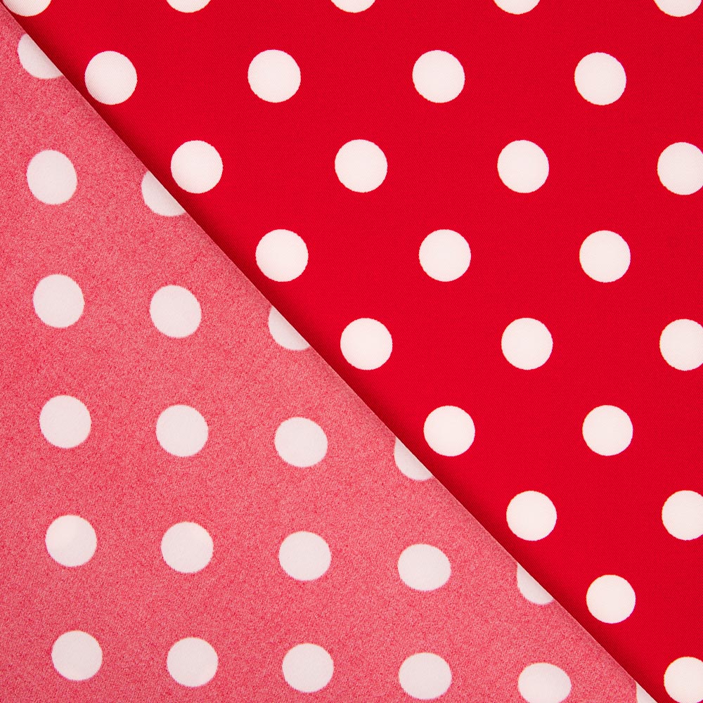 Sergé Élastique Pois Rouge - Ribes y Casals