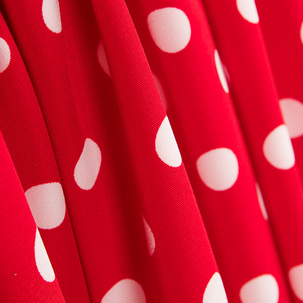 Sergé Élastique Pois Rouge - Ribes y Casals