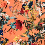 Sergé Stretch Fleurs Sauvages Mandarine - Ribes y Casals