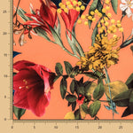 Sergé Stretch Fleurs Sauvages Mandarine - Ribes y Casals