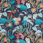 Sergé Oeko-Tex Jardin Tropical Bleu - Ribes y Casals