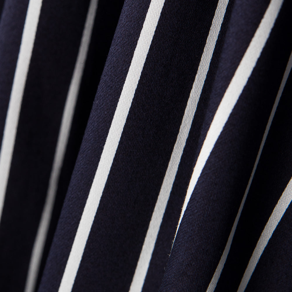 Satin Coton Stretch Rayé Marine - Ribes y Casals