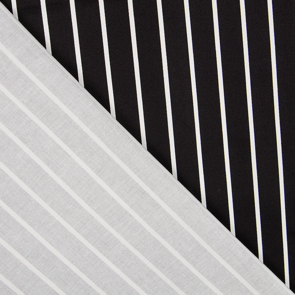 Satin Coton Stretch Rayé Noir - Ribes y Casals
