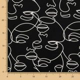 Satin de Coton Imprimé Portraits Fond Noir - Ribes y Casals