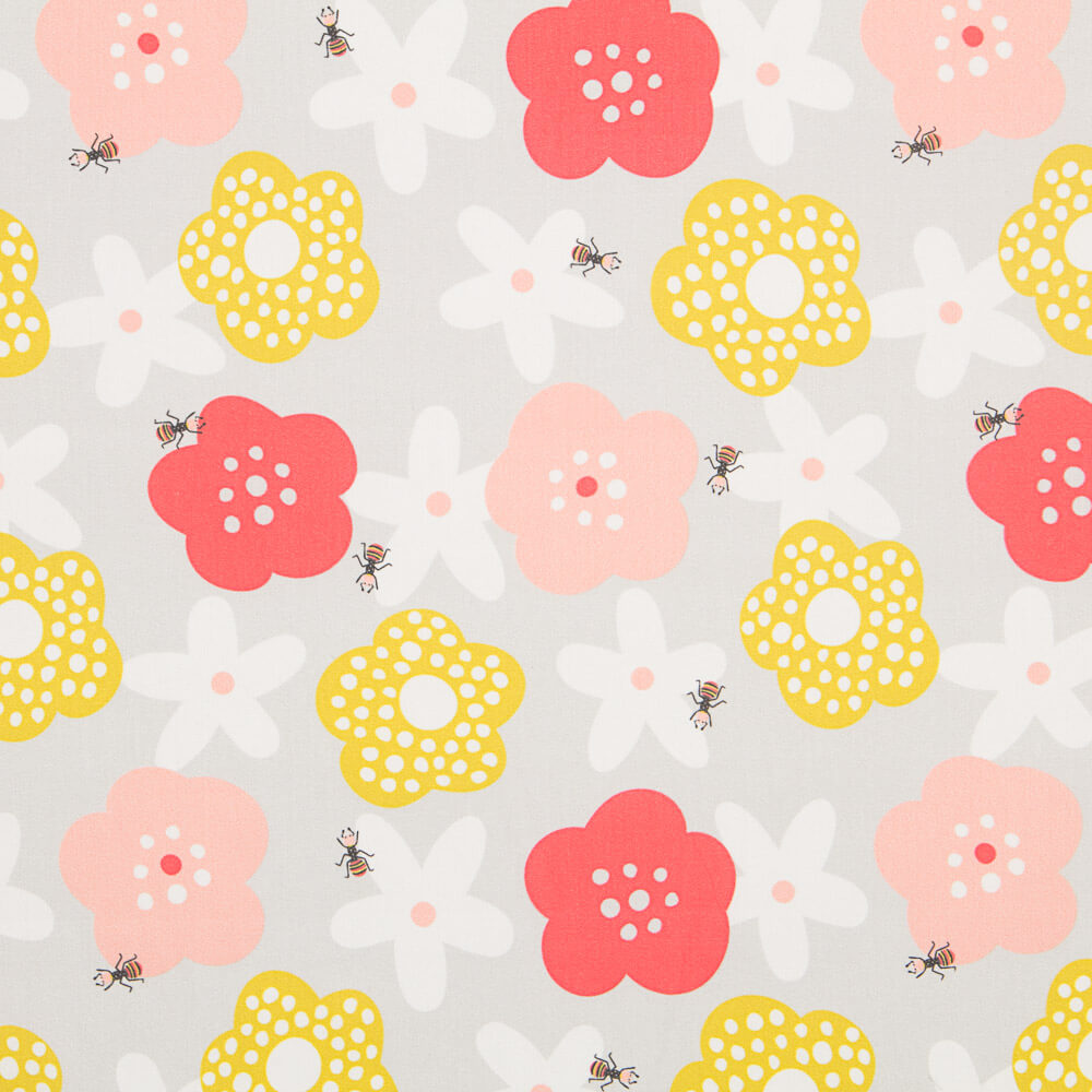 Satin Coton Fleural Gris - Ribes y Casals