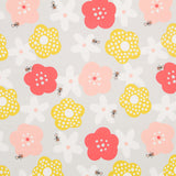 Satin Coton Fleural Gris - Ribes y Casals