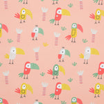 Satin Coton Oiseaux Saumon - Ribes y Casals