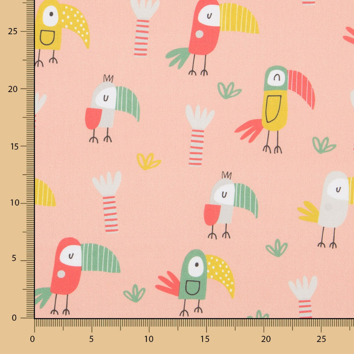 Satin Coton Oiseaux Saumon - Ribes y Casals
