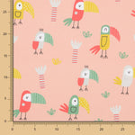 Satin Coton Oiseaux Saumon - Ribes y Casals