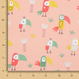 Satin Coton Oiseaux Saumon - Ribes y Casals
