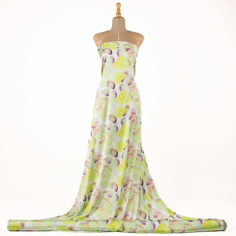 Satin imprimé aquarelle citron vert - Ribes y Casals