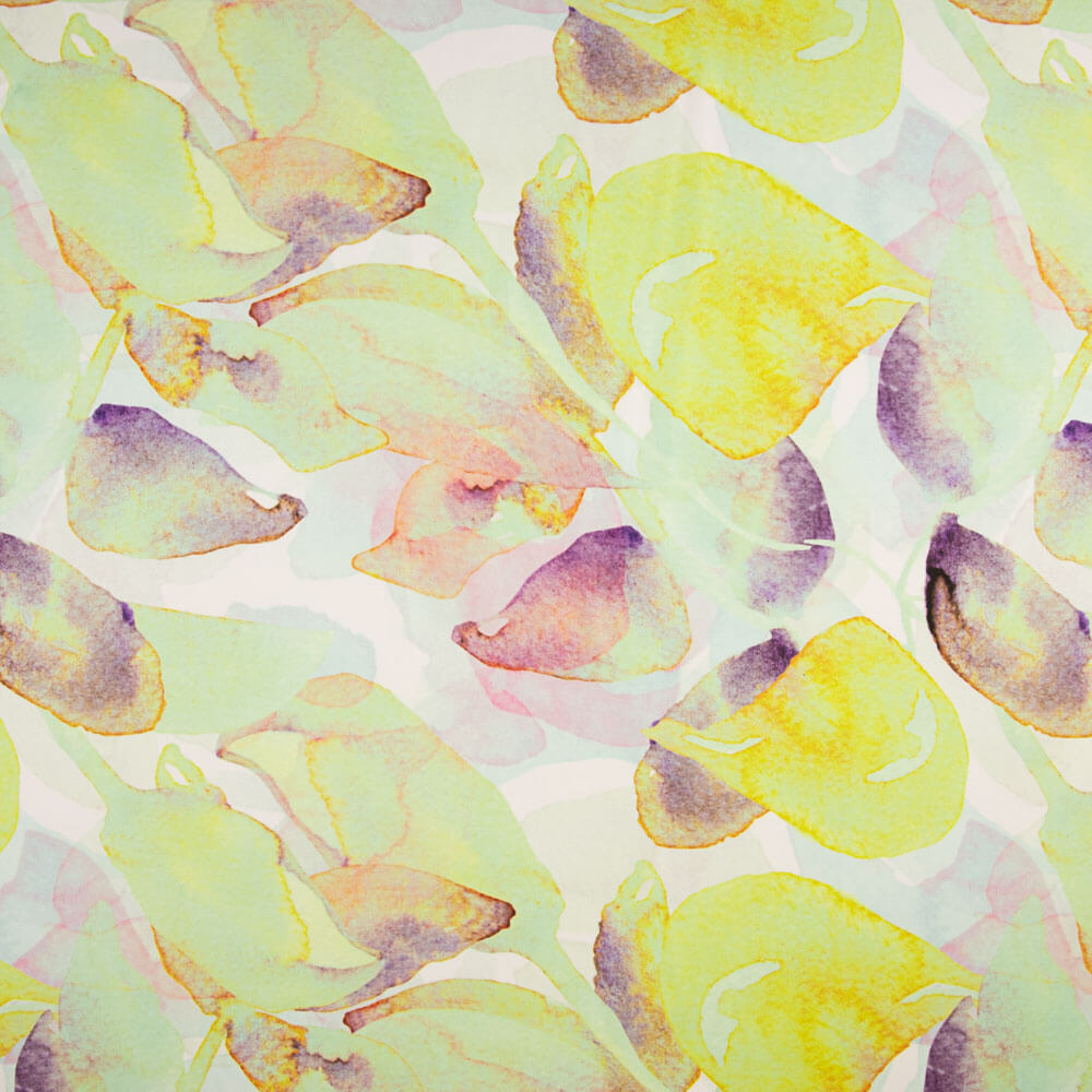 Satin imprimé aquarelle citron vert - Ribes y Casals