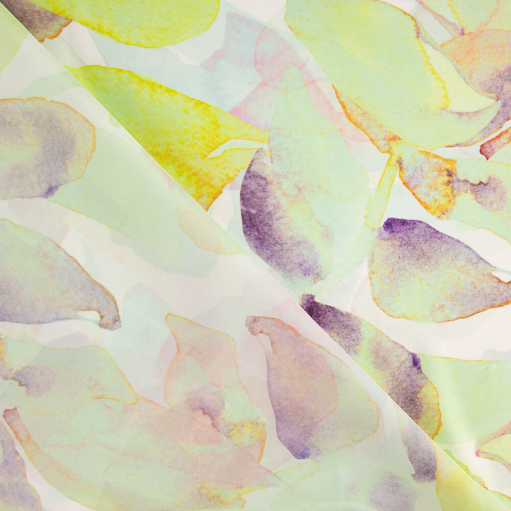 Satin imprimé aquarelle citron vert - Ribes y Casals