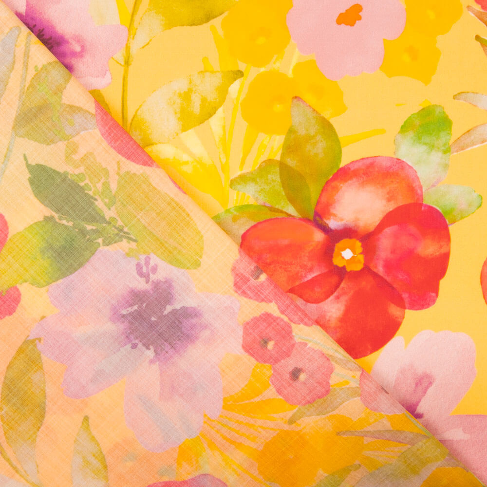 Satin imprimé aquarelle soleil - Ribes y Casals