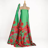 Satin imprimé coquelicot vert émeraude - Ribes y Casals