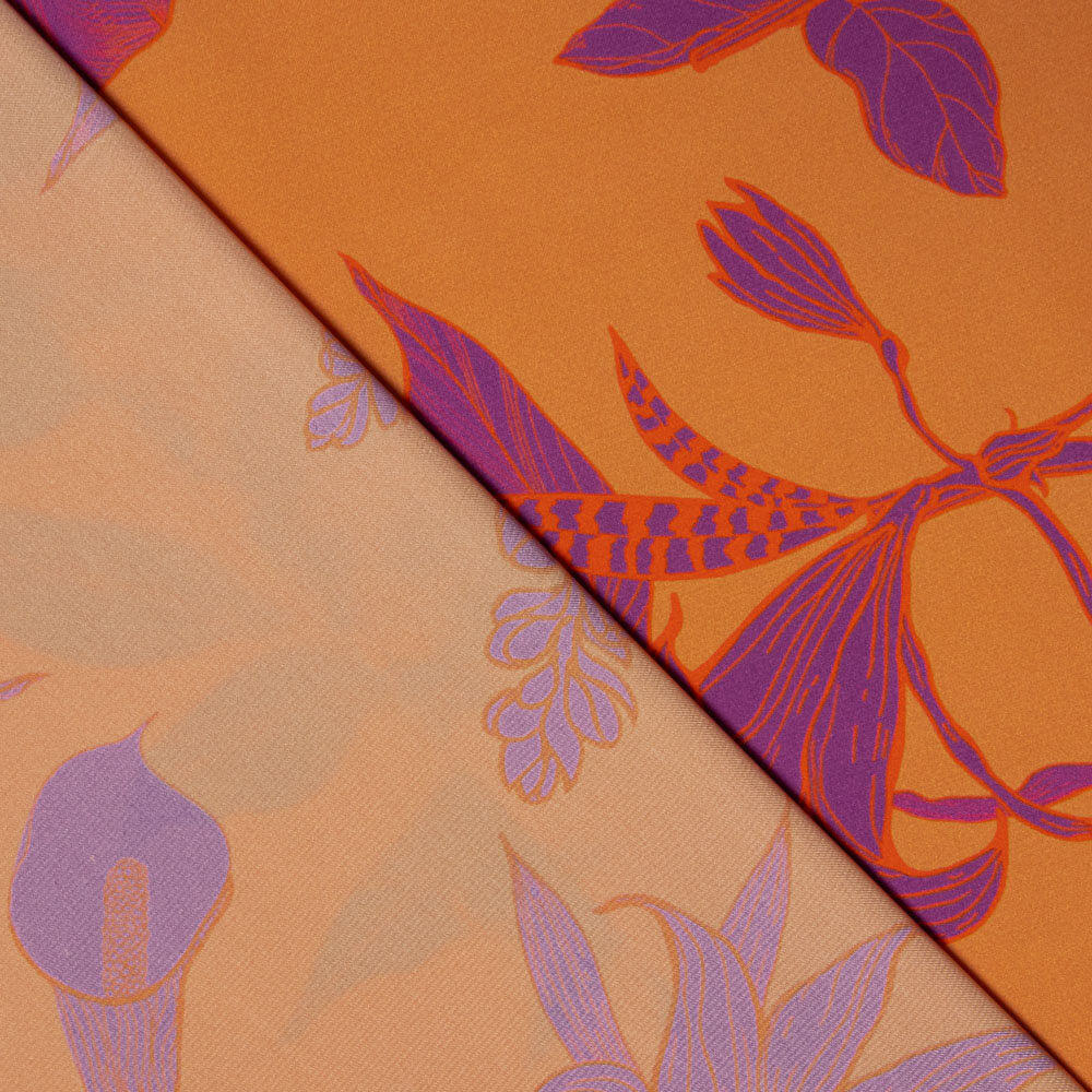 Satin imprimé orange Bombay - Ribes y Casals