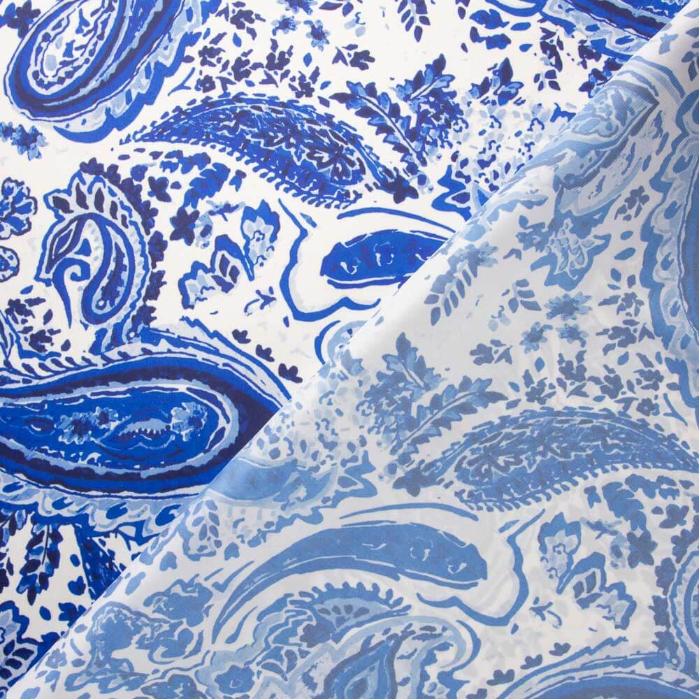 Satin imprimé cachemire bleu - Ribes y Casals