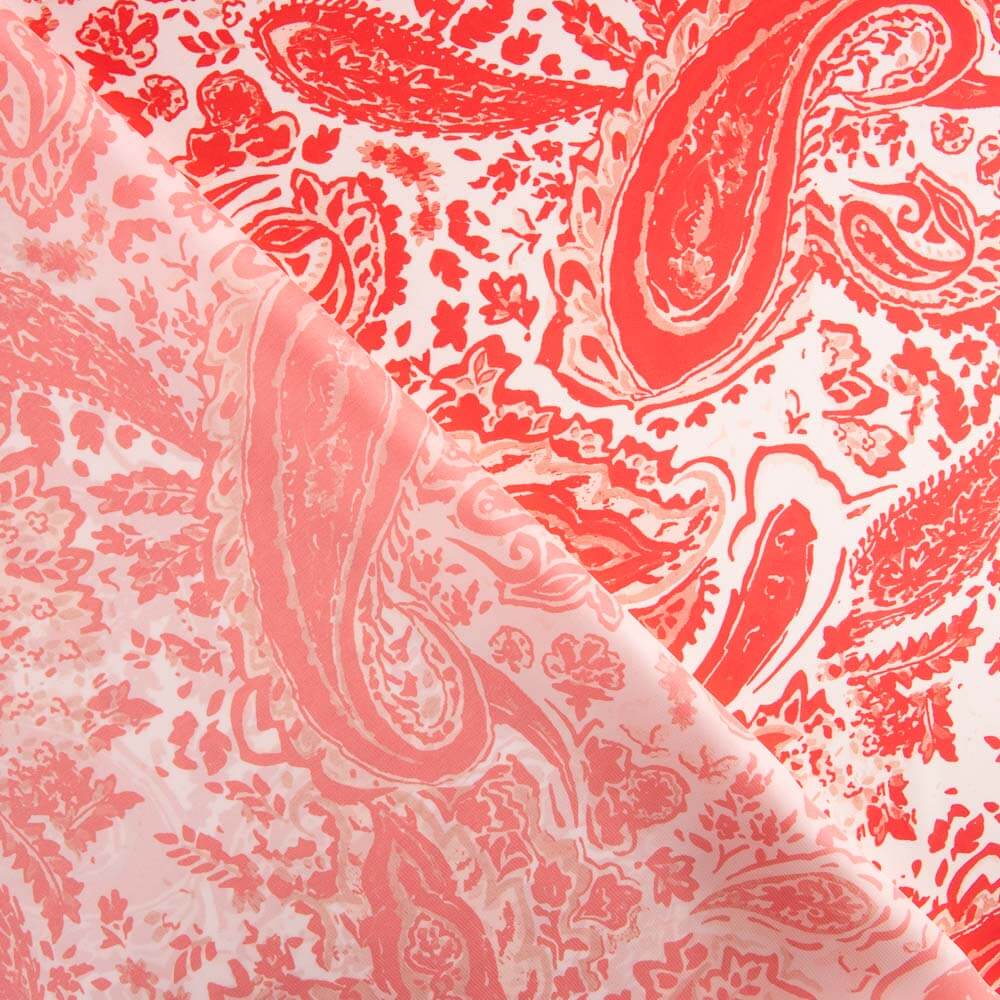 Satin imprimé cachemire corail - Ribes y Casals