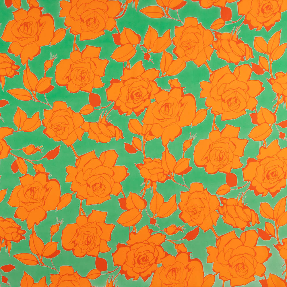 Satin imprimé fleur de Caipi orange - Ribes y Casals