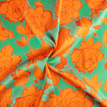 Satin imprimé fleur de Caipi orange - Ribes y Casals