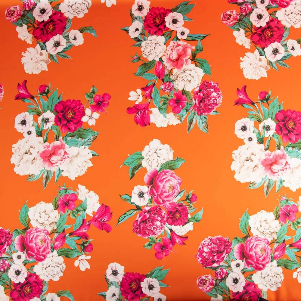 Satin imprimé cretonne orange - Ribes y Casals