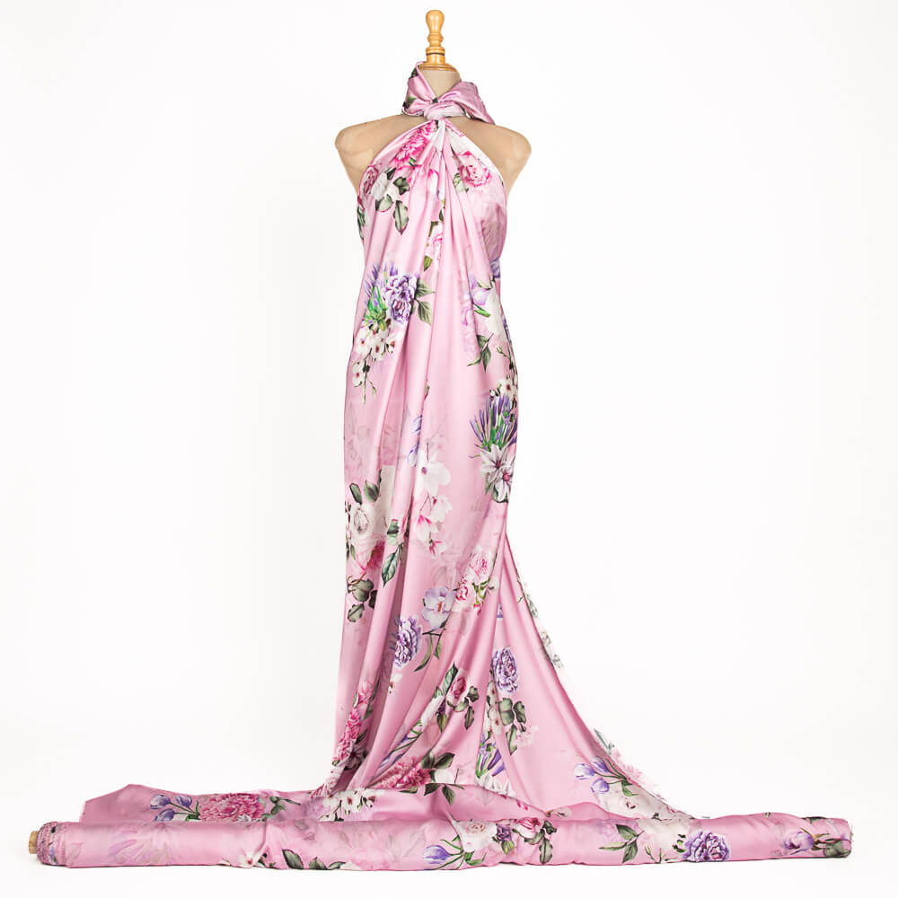 Satin Cretonne Imprimé Rose Vif - Ribes y Casals