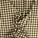 Satin de polyester Rhombus Khaki-Ivory - Ribes y Casals