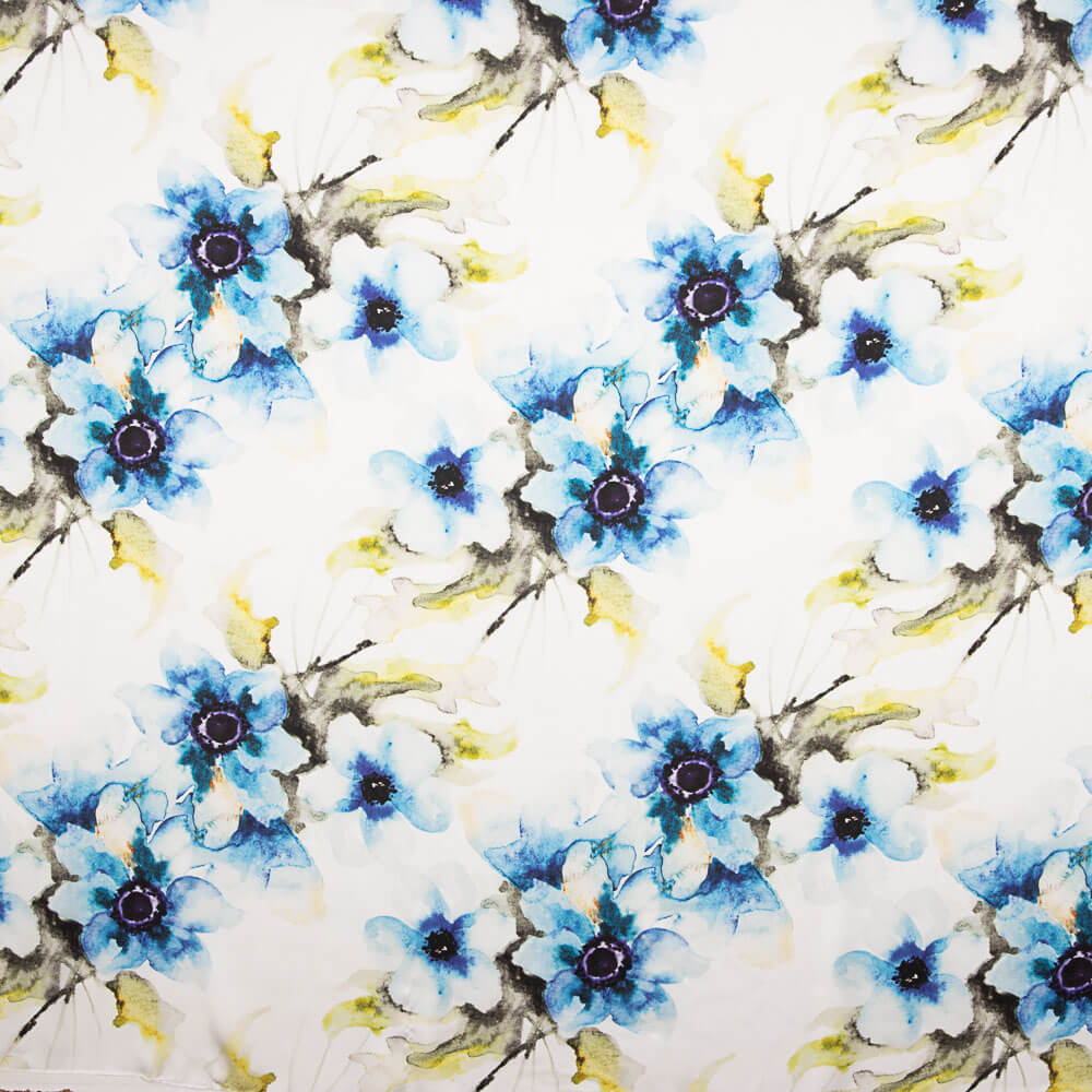 Impression de fleurs en satin Art bleu - Ribes y Casals