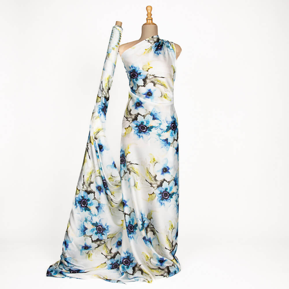 Impression de fleurs en satin Art bleu - Ribes y Casals