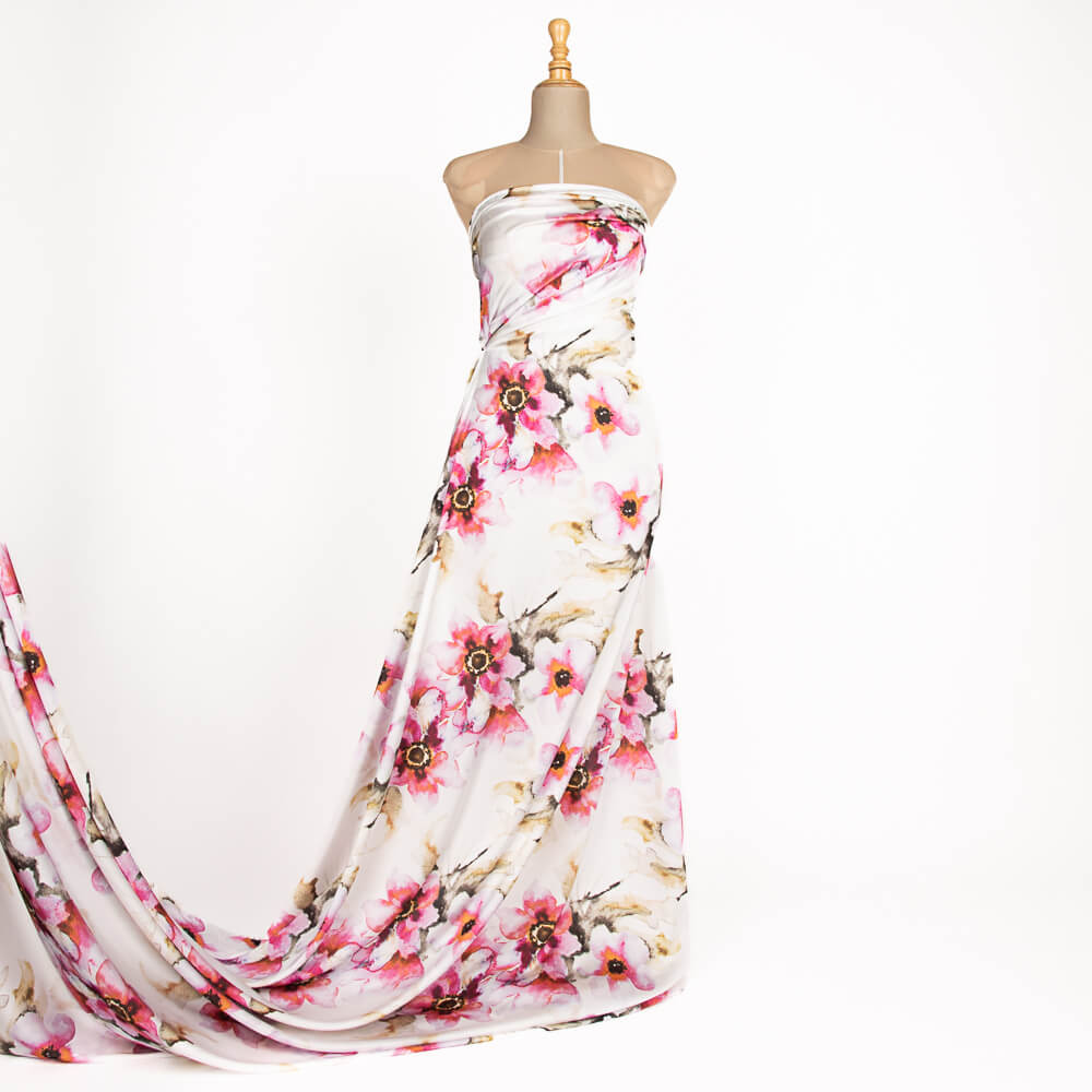 Satin Fleur Imprimé Rose Art - Ribes y Casals