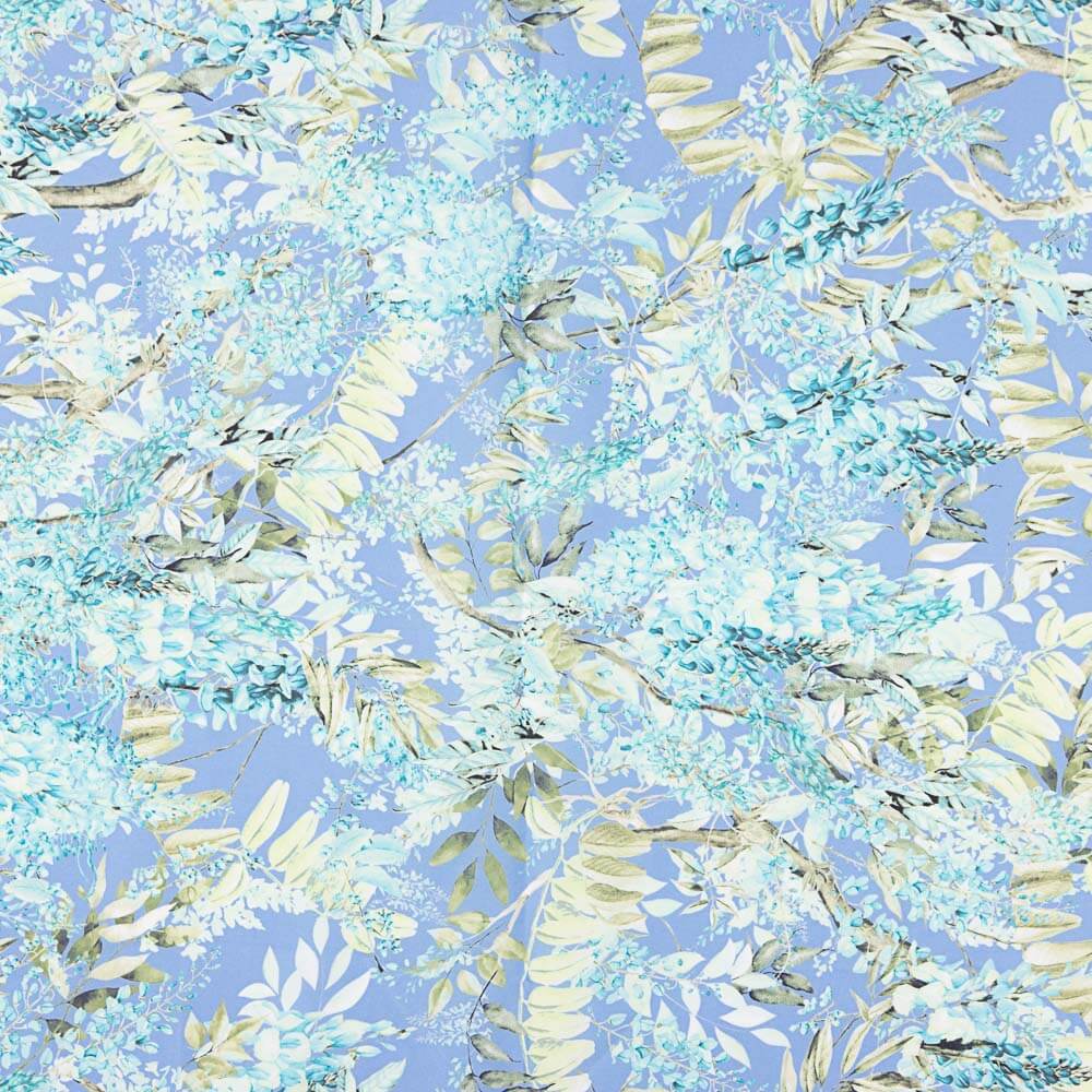 Satin Imprimé Floral Bleu Clair - Ribes y Casals