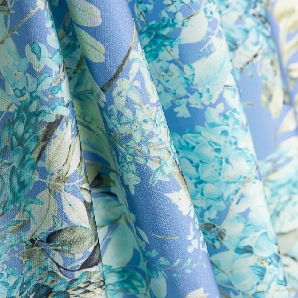 Satin Imprimé Floral Bleu Clair - Ribes y Casals