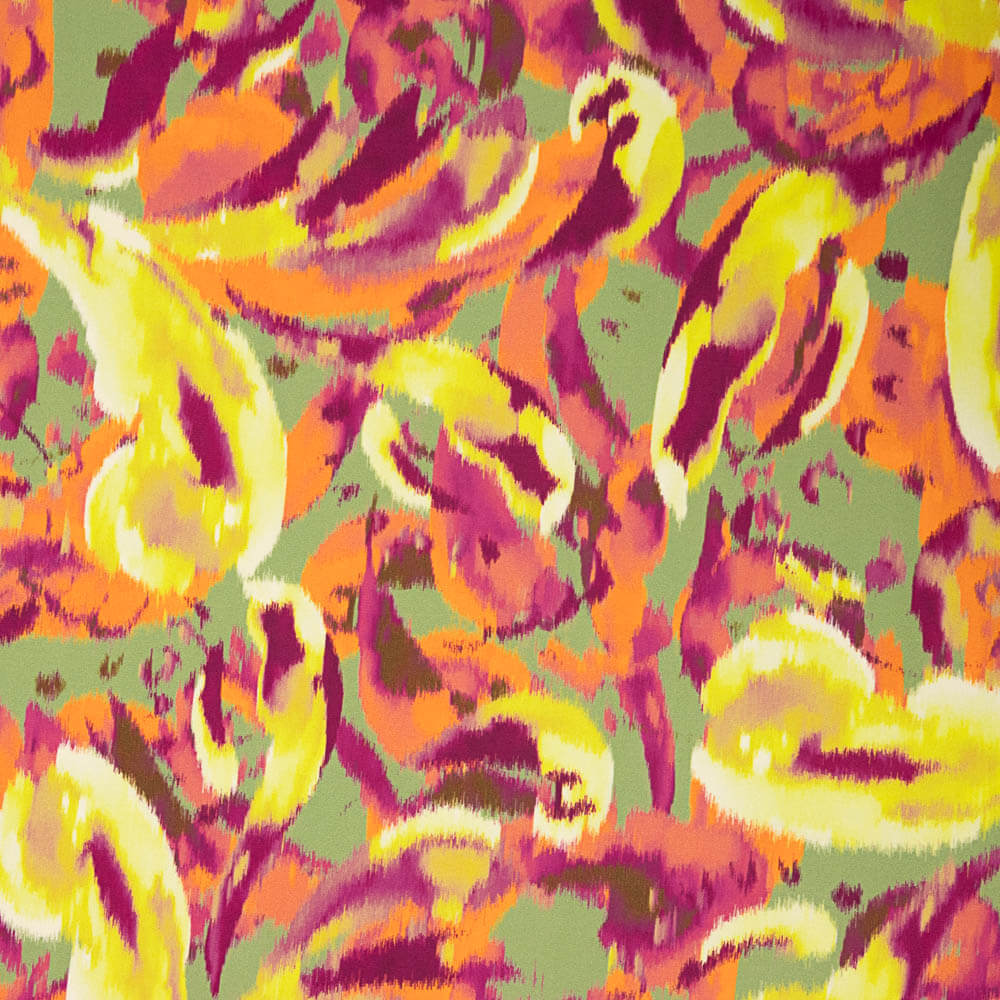 Satin imprimé Mysore jaune - Ribes y Casals