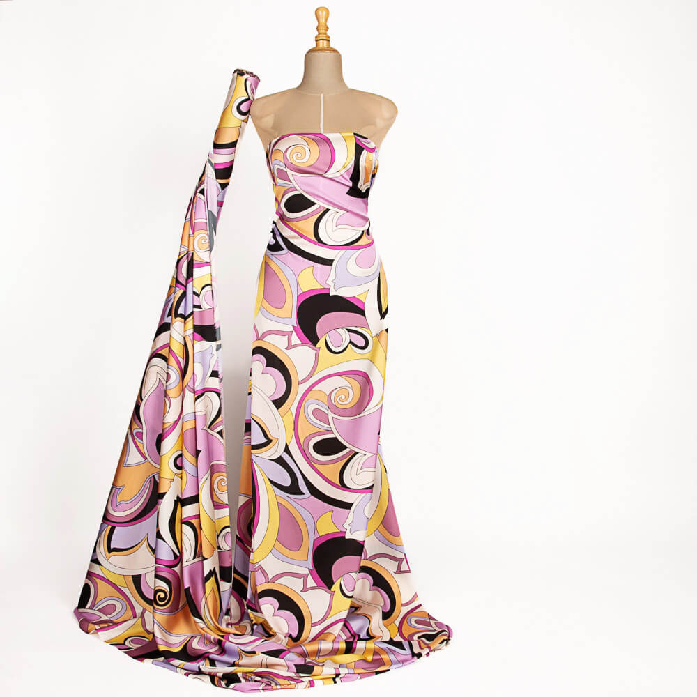 Satin imprimé Pucci mauve - Ribes y Casals