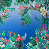 Jungle imprimé satin bleu sarcelle - Ribes y Casals
