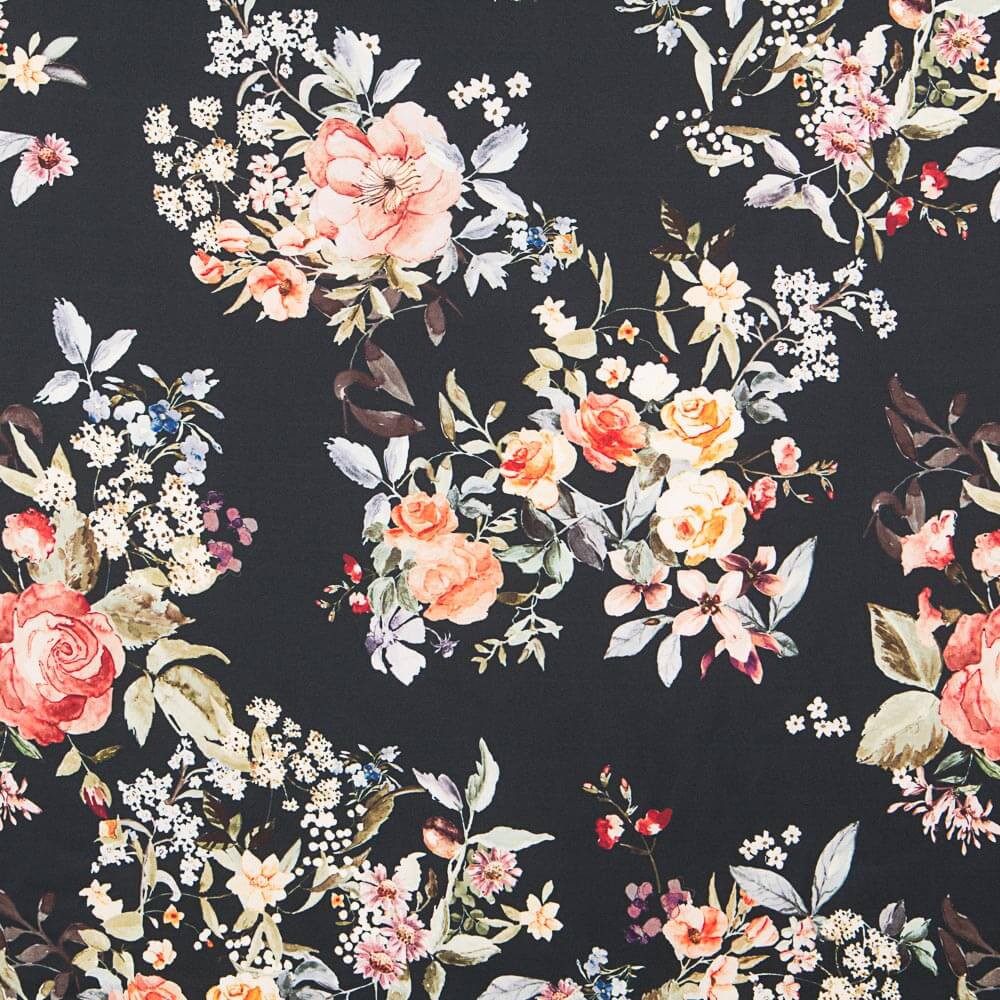 Satin Floral Noir - Ribes y Casals