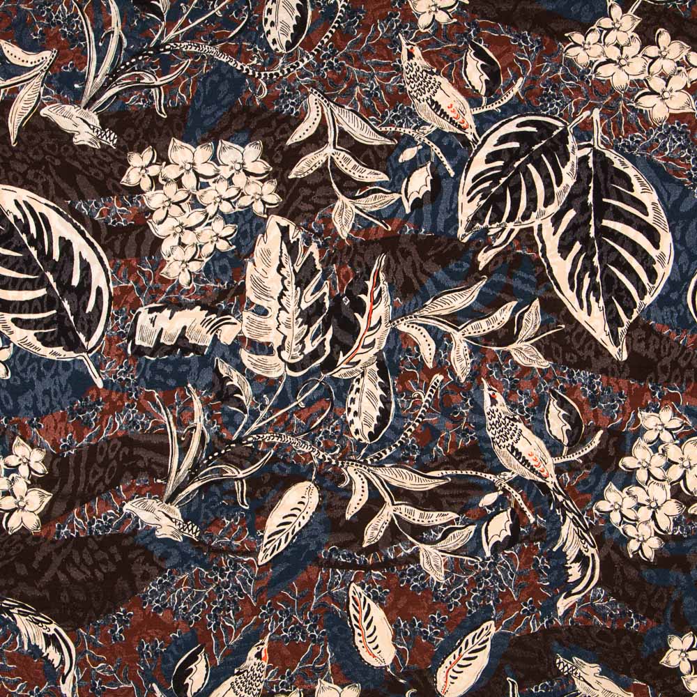 Satin Jacquard Forêt Marron - Ribes y Casals