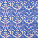 Tissu de satin de polyester imprimé à motifs floraux et géométriques lilas - Ribes y Casals