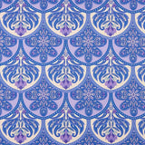 Tissu de satin de polyester imprimé à motifs floraux et géométriques lilas - Ribes y Casals