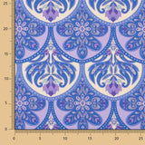 Tissu de satin de polyester imprimé à motifs floraux et géométriques lilas - Ribes y Casals