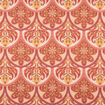 Tissu de satin de polyester imprimé à motifs floraux et géométriques rouges - Ribes y Casals