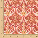 Tissu de satin de polyester imprimé à motifs floraux et géométriques rouges - Ribes y Casals