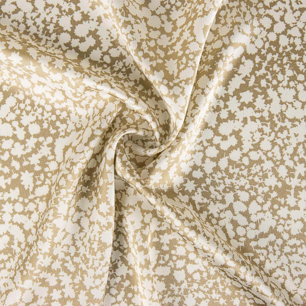 Satin Polyester Imprimé Abstrait Beige - Ribes y Casals