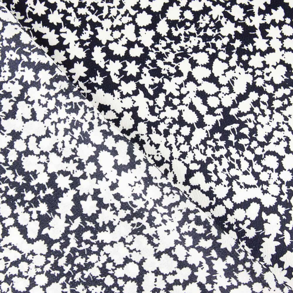 Polyester Satin Imprimé Abstrait Marine - Ribes y Casals