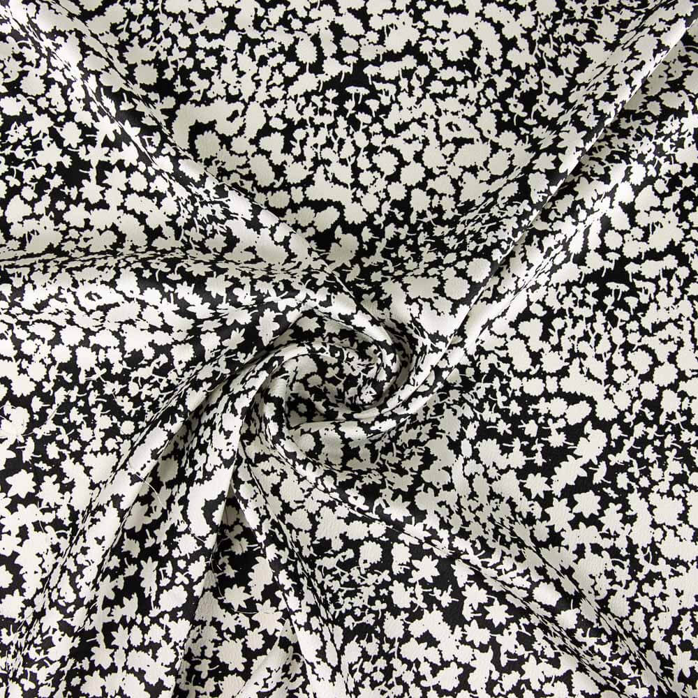Satin de polyester à imprimé abstrait noir - Ribes y Casals