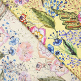 Satin Polyester Fleuri Jaune - Ribes y Casals