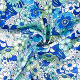 Satin Polyester Fleuri Bleu - Ribes y Casals