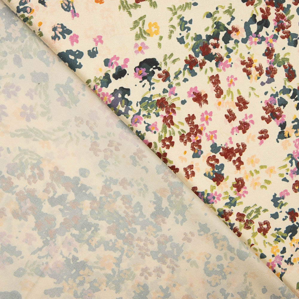 Satin Floral Beige Polyester - Ribes y Casals