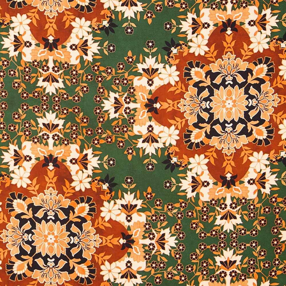 Satin Polyester Folk Vert Bouteille - Ribes y Casals